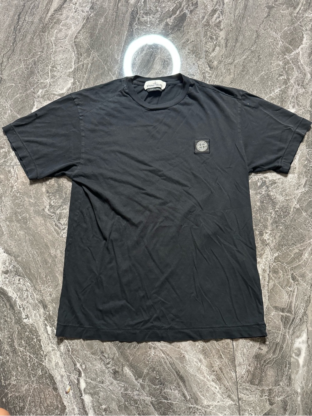 Stone Island Shirt Small S Black Compass Patch Logo Tee Authentic